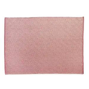 Woven Indoor Outdoor Washable Diamond Reversible Rug Coral Pink - 160cm x 230cm