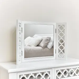 Melody Maison White Mirrored Triple Mirror - Sabrina White Range