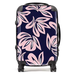 Pink Navy Floral Botanical Pattern Suitcase - Cabin