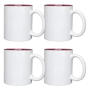 4Pack 11oz White 2Tone Sublimation Mugs Perfect for Custom Printing