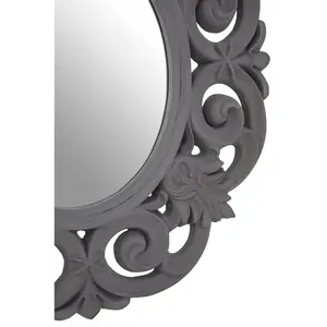 Interiors by Premier Antique Grey Scroll Design Wall Mirror