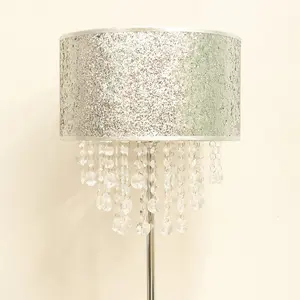 ValueLights Bonita Silver Glitter Droplet Shade Floor Lamp and LED Bulb