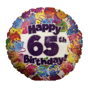 Oaktree Confetti 65th Birthday Foil Balloon Multicoloured (One Size)