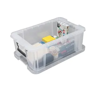 3 x 36 Litre Multipurpose Strong Reinforced Clear Snap Closure Storage Containers With Lids & Handles