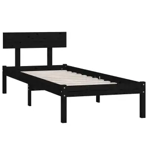 Berkfield Bed Frame Black Solid Wood Pine 90x200 cm