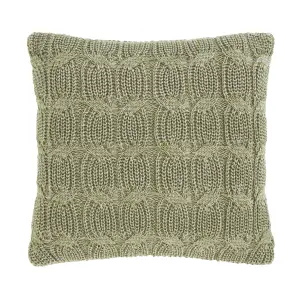 Catherine Lansfield Chunky Marl Knit Cosy 45x45 cm Cushion Olive Green