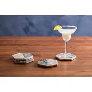 Maison by Premier Set Of 4 Beige Marble And Paua Shell Coasters