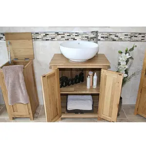 Dominic Solid Oak 650mm Free-Standing Vanity Unit