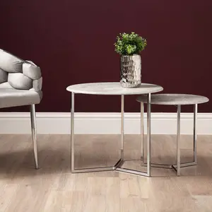 Nesting Side Table for Living Room Furniture, 52cm Sofa Side Table, Metal End Table (Set of 2)