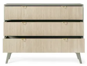 Vibrant Forest Chest of Drawers H800mm W1060mm D380mm in Green & Oak Scandi - Infuse Your Space with Freshness