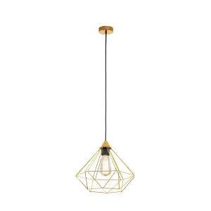 EGLO Tarbes Gold Metal Geometric Pendant Light Fixture - Retro Design (D) 32.5cm