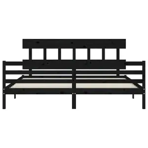 Berkfield Bed Frame with Headboard Black 200x200 cm Solid Wood