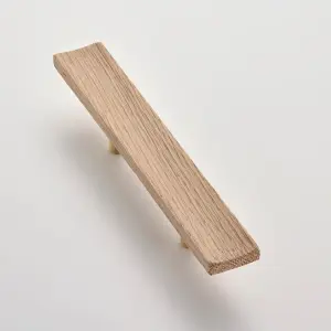 Solid Oak & Brass Handle - Swinford 200mm Unfinished