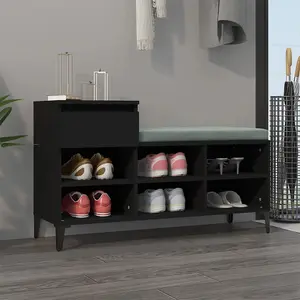 Berkfield Shoe Cabinet Black 102x36x60 cm Engineered Wood