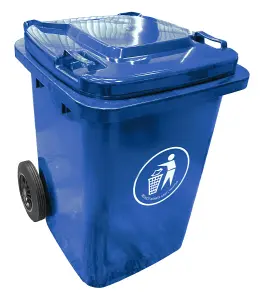 Express Wheelie Bins - Blue Small Outdoor Wheelie Bin for Trash and Rubbish 80L with Rubber Wheels