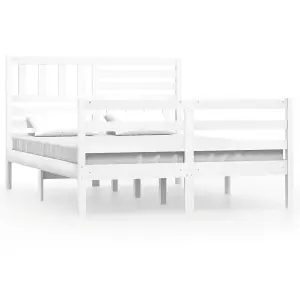 Berkfield Bed Frame White Solid Wood 120x190 cm 4FT Small Double