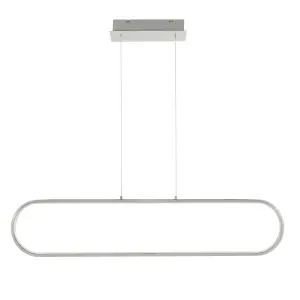 GoodHome Papua Satin Silver effect LED Pendant ceiling light, (Dia)100mm