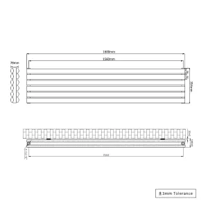 Right Radiators 1600x354 mm Horizontal Vertical Oval Column Radiator Double Panel Rads Black