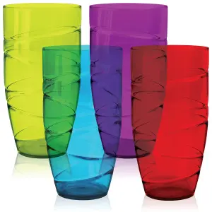 HEFTMAN Coloured Swirl Acrylic Tumblers - Set Of 4