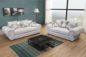 VERONA 3+2 SEATER SOFA SET LIGHT GREY DESIGNER SCATTER CUSHIONS