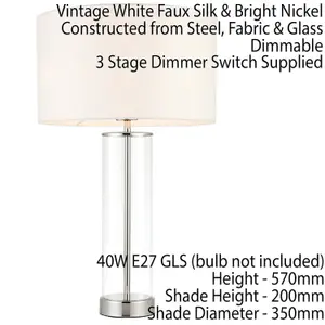 2 PACK Touch Dimmable Table Lamp Nickel Glass White Shade Modern Bedside Light