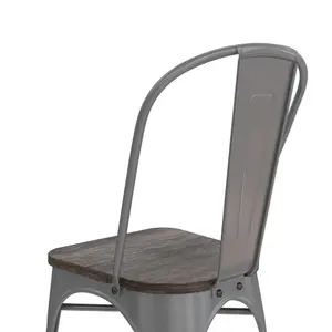 Fusion Dining Chair in Metal in Silver, 2 pieces