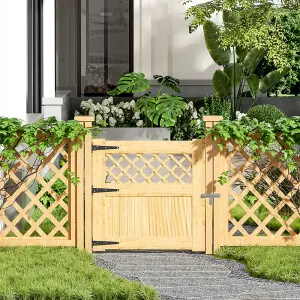 Rhombus Garden Wood Fence Gate with Door Latch 90cm W x 90cm H