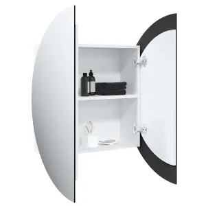 Berkfield Bathroom Cabinet with Round Mirror&LED White 54x54x17.5 cm