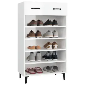 Shoe Cabinet High Gloss White 60x35x105 cm Engineered Wood