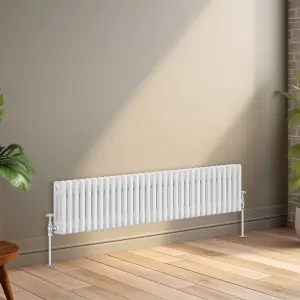 Right Radiators 300x1462 mm Horizontal Traditional 3 Column Cast Iron Style Radiator White