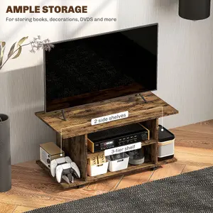 HOMCOM Modern TV Cabinet Stand Storage Shelves Table Mobile Rustic Brown