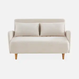 sweeek. 2-seater scandinavian convertible sofa with boucle fabric Panam boucle Off-White Boucle 131x75x81 cm