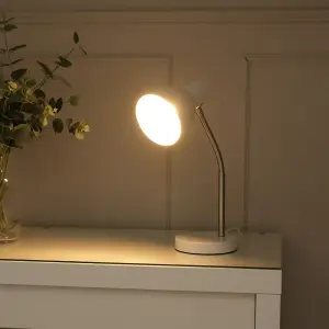 ValueLights Keela White Adjustable Flexi Neck Desk Lamp Task Reading Light for Living Room office - LED Bulb Included