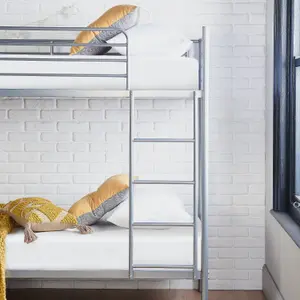 Single Bunk Beds Extra Strong & Durable Silver Metal Double Bunk Bed With 2 Mattresses