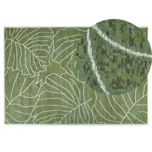 Cotton Area Rug Monstera Leaf Pattern 140 x 200 cm Green SARMIN