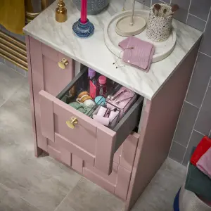 Ashford Matt Dusty pink Shaker Freestanding 3 drawer Base unit (W)295mm (H)820mm