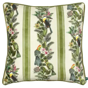 Wylder Leilani Lei Olive Printed Chenille Feather Rich Cushion