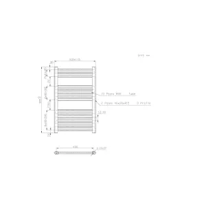 Rinse Modern Bathroom Heated Towel Rail Ladder Radiator 800x500mm Straight for Bathroom Kitchen White