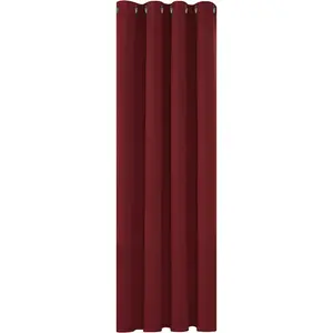 Polyester Blackout Grommet / Eyelet Door Curtain Panel Red / 132 W x 183 D cm