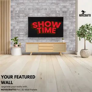 3D Wall Panels with Adhesive - 6 Sheets, 96 x 48 cm each, Covers 2.76 sqm - PVC Cladding with Grey Faux Brick Effect