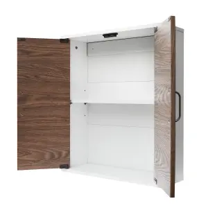 Teamson Home Wall Mounted Bathroom Cabinet with 2 Doors and 1 Shelf - Bathroom Storage, Walnut/White