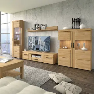 Cortina 2 door 1 drawer wide TV cabinet in Grandson Oak