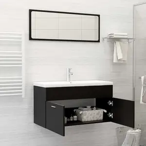 Berkfield Bathroom Furniture Set Black Engineered Wood