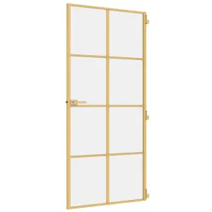 Berkfield Interior Door Slim Golden 93x201.5 cm Tempered Glass and Aluminium