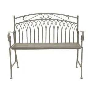 Wrought Iron Feminine Bench - Grey