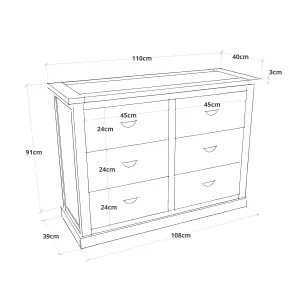 Tropea 6 Drawer Chest of Drawers Chrome Cup Handle