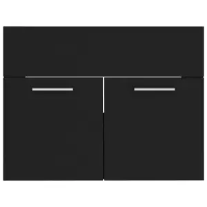 Berkfield Bathroom Furniture Set Black Engineered Wood