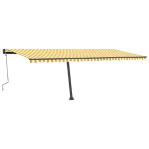 Berkfield Manual Retractable Awning with LED 600x300 cm Yellow and White