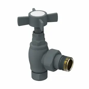 Right Radiators Towel Radiator Rail Valves Anthracite Angled Central Heating Taps 15mm (Pair)