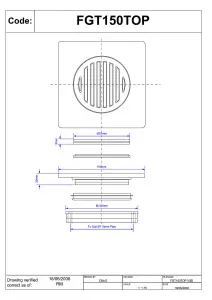 McAlpine FGT150TOP 150mm Square Polished Stainless Steel Tile